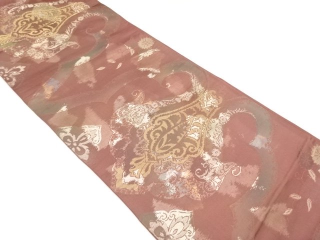 JAPANESE KIMONO / FUKURO OBI / WOVEN ABSTRACT FLOWER